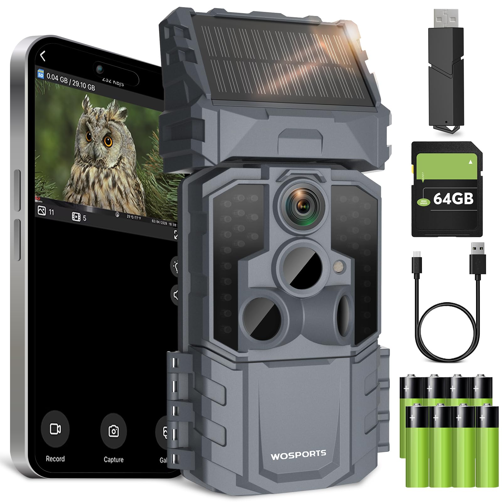 高性能：Solar WiFi Trail Camera 4K動画 トレイルカメラ Amazon.com: WOSPORTS Solar WiFi Trail Camera with 7800mAh Built-in